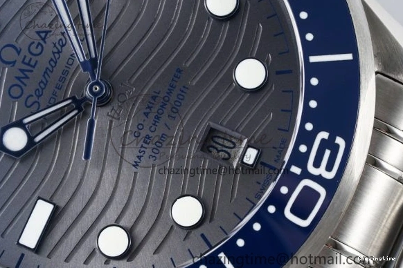 0310 Affordable Seamaster Diver 300M ZF 1:1 Best Edition Blue Ceramic Gray Dial on SS Bracelet A 7734